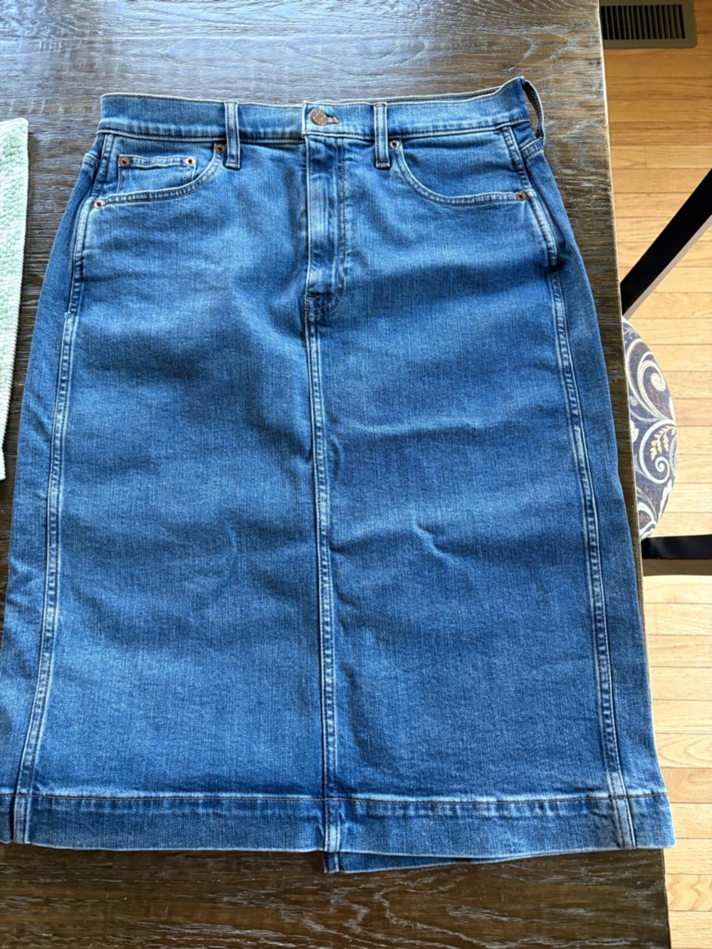 Classic Denim Midi Skirt - Blue